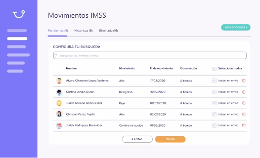 Altas, bajas y cambios de sueldo reportados automáticamente